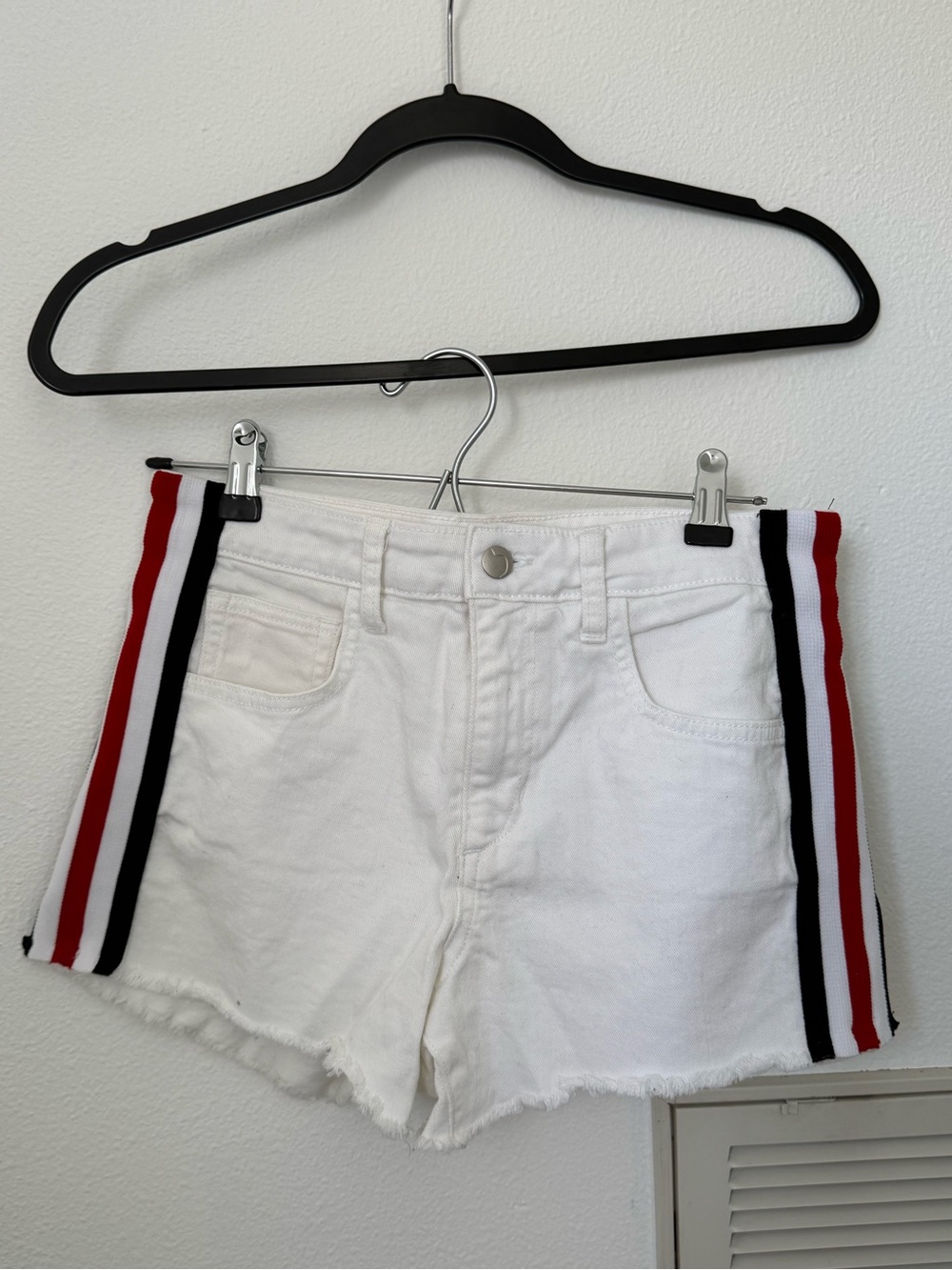 Joe's Jeans White Denim Shorts with Side Stripes